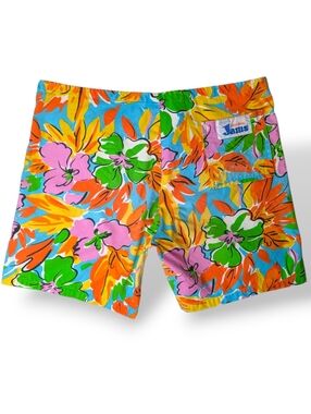 Original Jams Surf Line Hawaii 70/80s Vintage Tropical Drawstring Board Shorts M